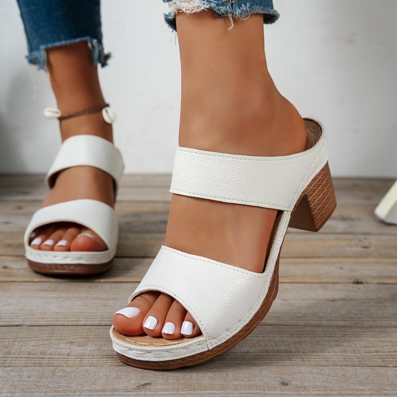 Women's Summer Wedge Open-Toe Slide Sandals, Breathable High-Heel Versatile Casual Footwear, Available In Large Sizes.
