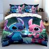 Cartoon Blue and Pink Alien Bedding Set Bedding Set (1 Duvet Cover, 2 Pillowcases, Duvet Not Included)