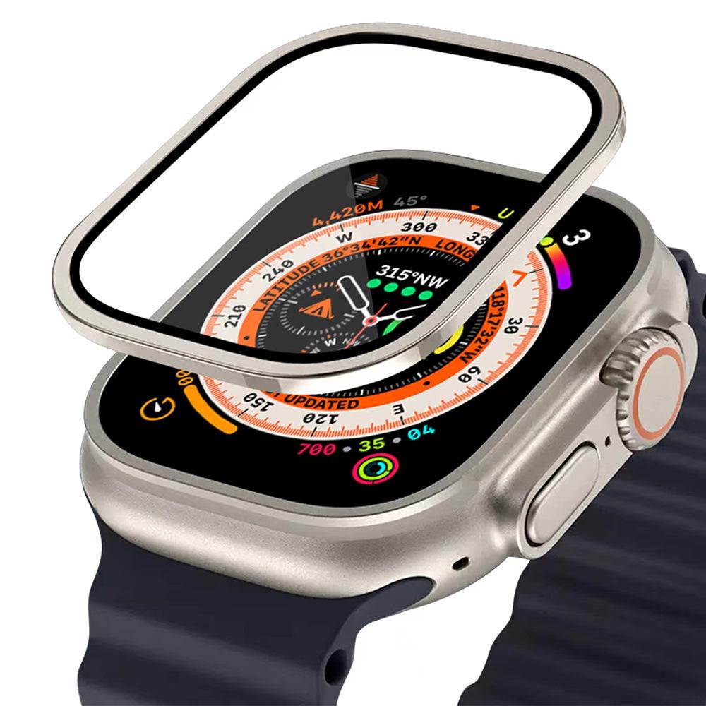 Aluminium Alloy Case+Tempered Glass for Apple Watch Ultra 2 49mm Anti-Scratch Screen Protector for iWatch Ultra 49mm Cover Film