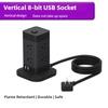 Household USB Charging Vertical Socket Multi Port Main Control Switch Type-C Tower Office Overload Power Strip