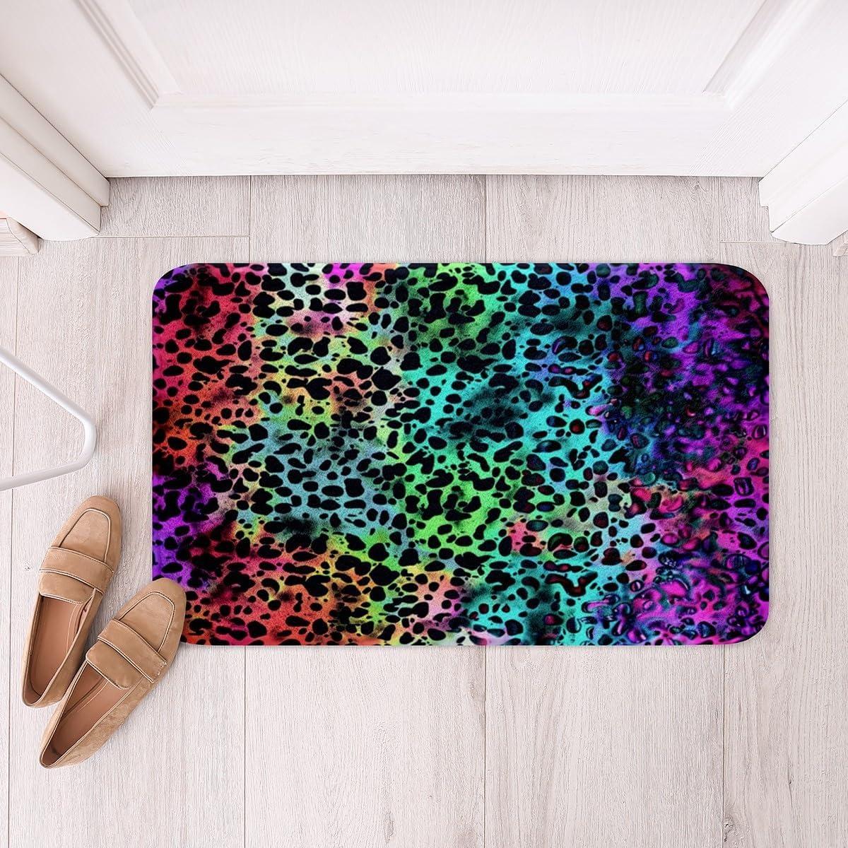 

Trendy Door Mat Zebra Leopard Stripe Design Welcome Entrance Rug Color Block Soft Non-Slip Carpet Fashion Animal Print Mat 40x60cm