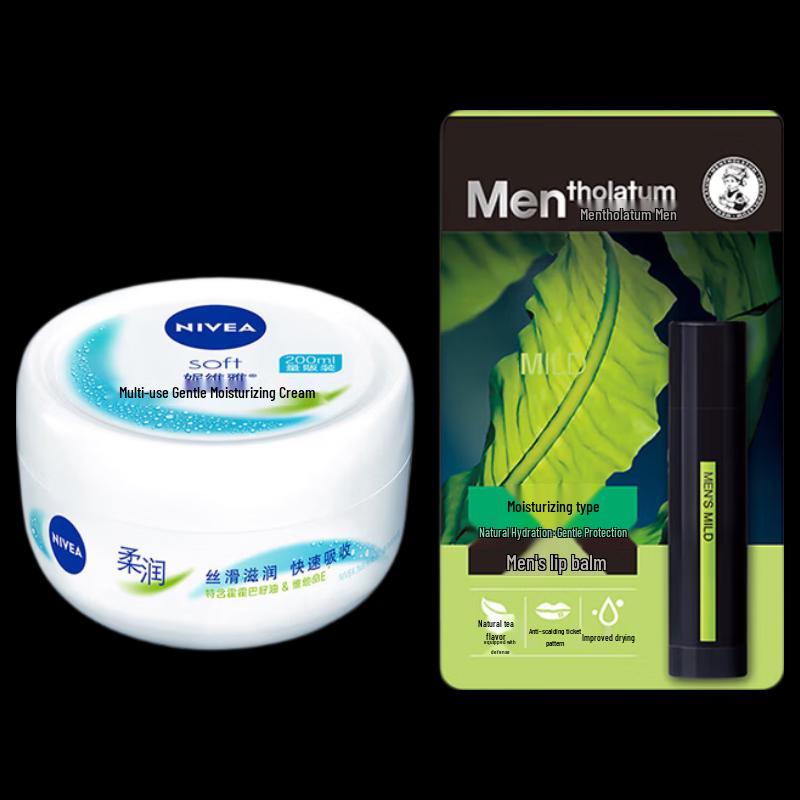 Nivea Moisturizing Cream 200ml with Mentholatum Lip Balm Set