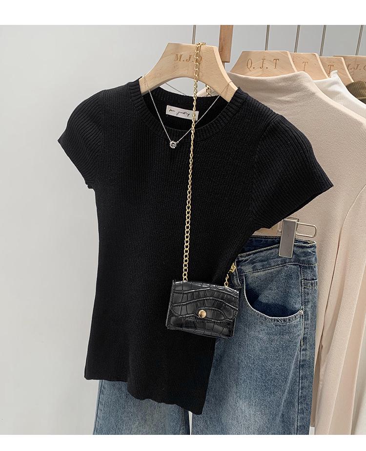 

Women s Round Neck Slim Fit Short Sleeve Top - Spring 2025 Collection S Premium чёрный