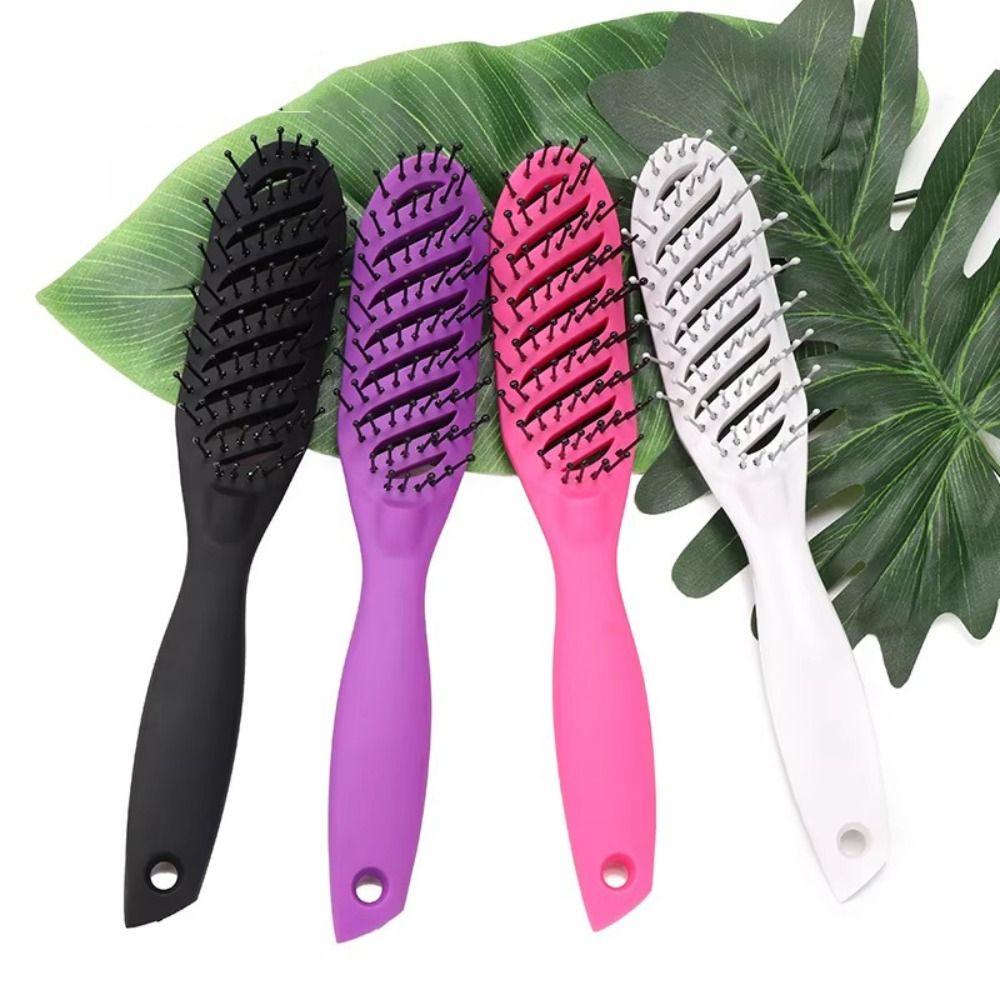 Portable Anti Static Styling Hair Brush Heat-Resistant Plastic Curved Vent Drying Brush 9 Row Rack Wide Tooth Scalp Massage Comb