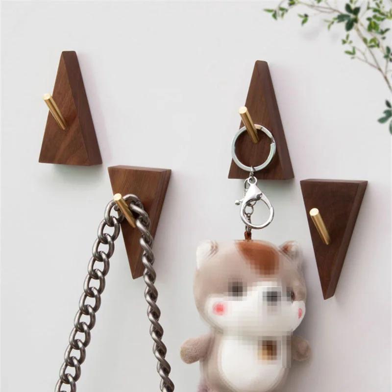 4pcs Japanese Creative Hooks Coat Hooks Wall Decoration Hooks Wooden Hooks No Punching Multifunctional Hooks