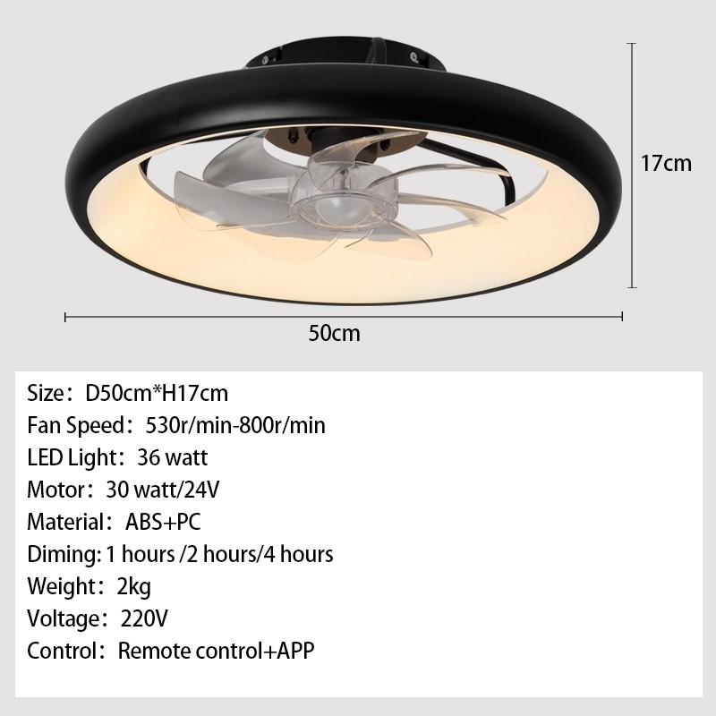 19.6 Inchs Electric Ceiling Fan Light Bedroom Strong Wind DC Ceiling Fan Lamp Household LED Lighting Electric Fan
