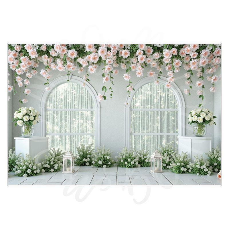 Birthday, Wedding and Engagement Party Backdrop Fabric, Luxurious Curtains, Gauze Drapes, Flowers, Photo Backdrop Fabric