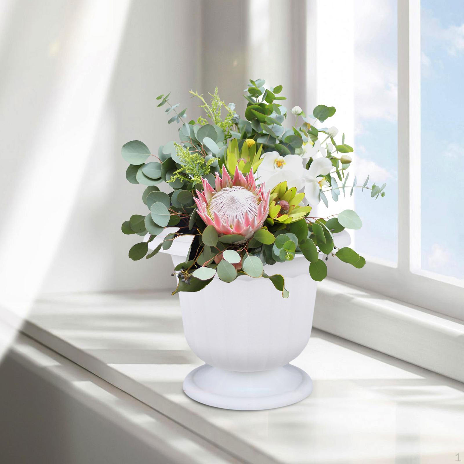 

Classic Urn Planter, Plastic Outdoor Planters, Pedestal Flower Vases, Porch Front Door Plant 30.5cm x 20cm x 24cm
