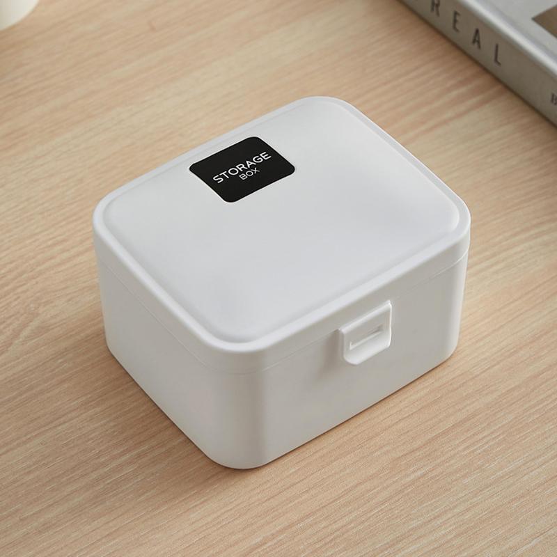 Портативный ящик для хранения, штабелируемый органайзер для хранения всякой всячины с крышкой, пылезащитный чехол для хранения канцелярских принадлежностей, держатель для домашней организации белый