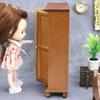 Miniature Wooden Wardrobe Retro Meticulous Workmanship Minimalistic Dollhouse Wooden Upright Wardrobe for 1/12 Doll House