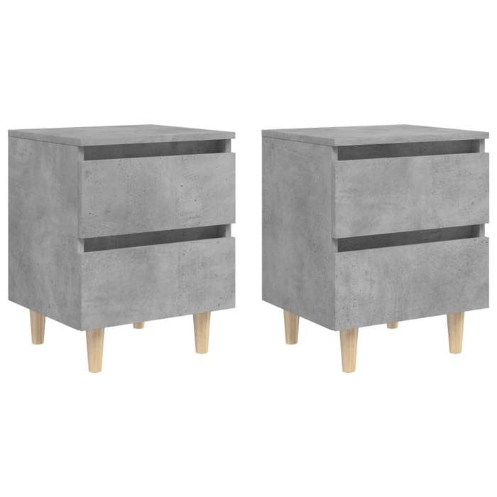 VidaXL Tables de chevet pieds en pin 2 pcs gris béton 40x35x50 cm 805860