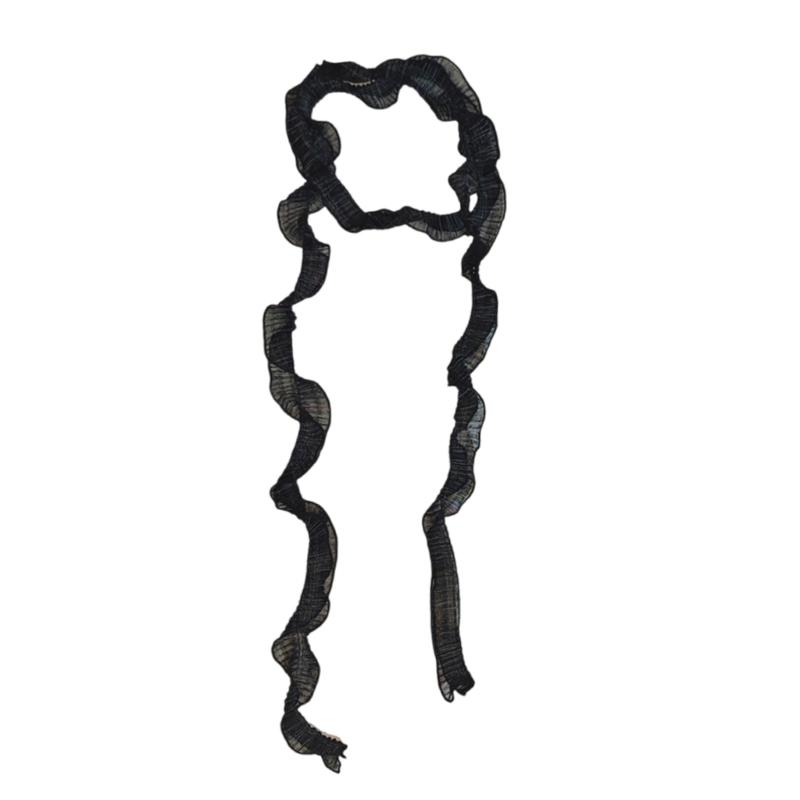 

Stylish Chiffon Ribbon Scarf with Ruffled Edges Design Great for Trendy Outfit and Everyday Wear 2000s Neck Scarf Decors чорний