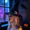 Indoor Outdoor Festive Decor Punk Skeleton Hand Witch Hat with Spider And Veil, Black Large Festival Atmosphere Props Wizard Costume Accessory