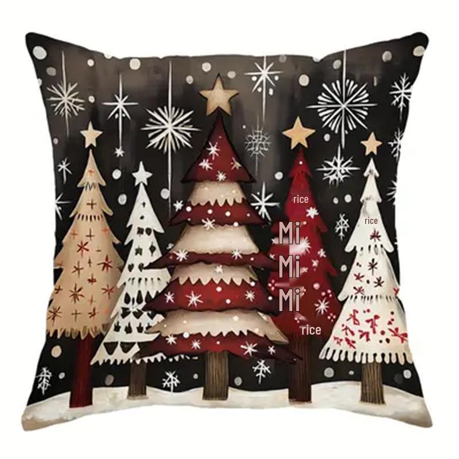 Festive Plush Christmas Pillow Cover: Holiday Atmosphere Decoration for Living Room Sofa