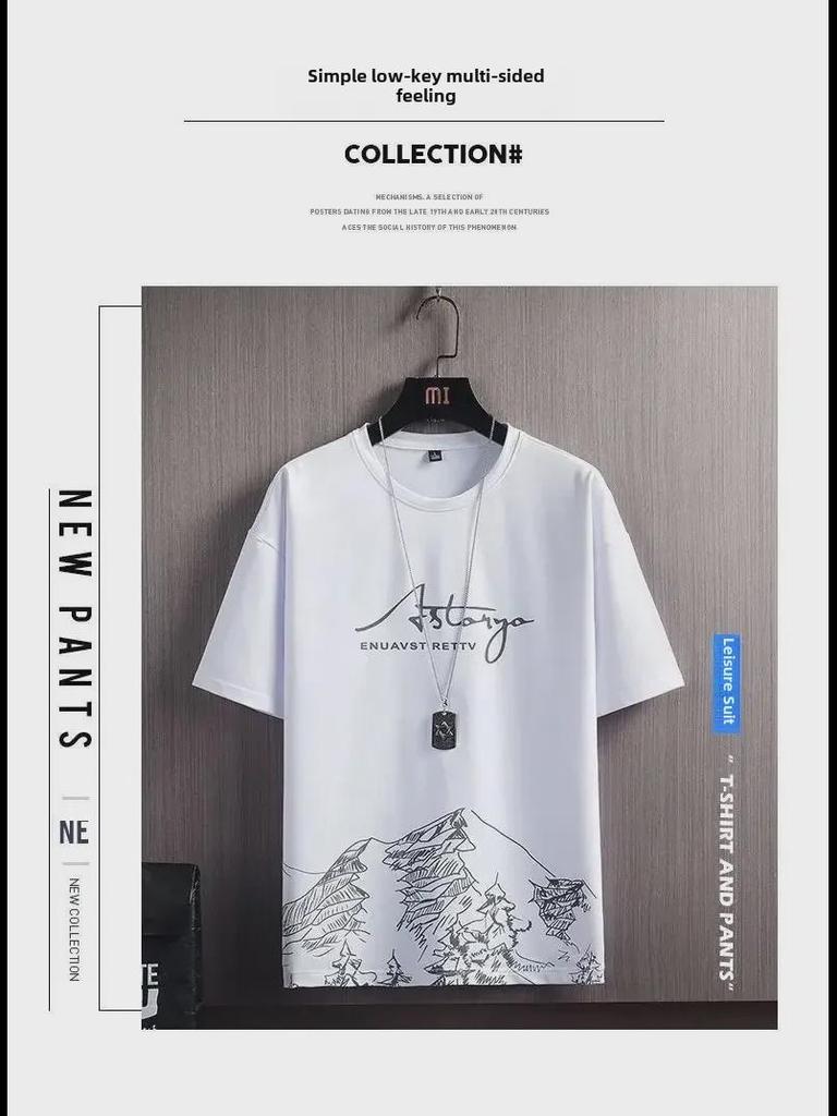 Men's 2024 Trendy Summer Sports Set: Youth Shorts & Korean Style T-Shirt