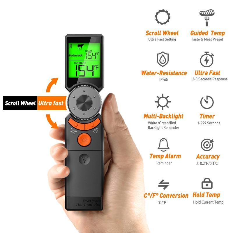 Portable Meat Thermometer LCD Digital Baking Instant Read Kitchen Waterproof Food BBQ Thermometer Handheld Fold Thermometer