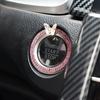 2pcs Car One Click Start Decorative Ring Button Diamond Sticker Bling Double Row Crystal Butterfly Ignition Ring Decorative Ring