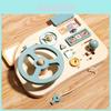 Wooden Montessori Educational Steering Wheel Busy Board With Learning Features For Kids