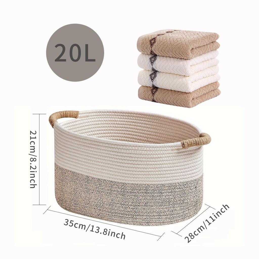 Large Woven Cotton Storage Basket for Toys, Snacks, Underwear, Socks, and Clothes