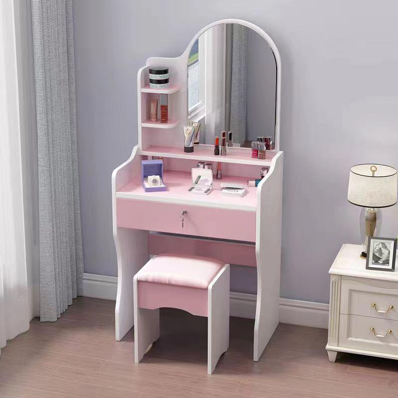 Compact Modern Makeup Dressing Table with Sliding Mirror and Integrated Storage