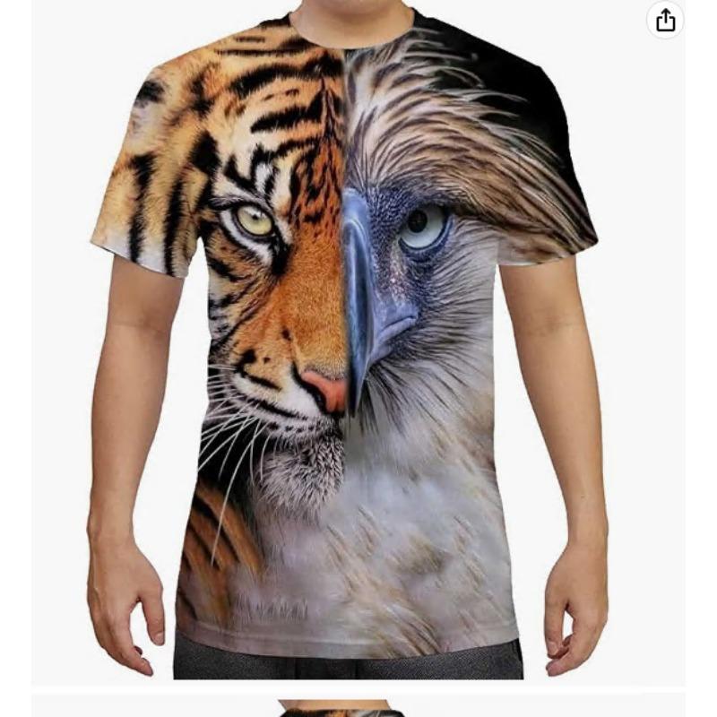

Модная мужская футболка с 3D-принтом в зверином цвете и цифровой печатью, круглый вырез, короткий рукав 6XL