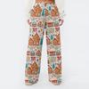 Women's Fleece Wide Leg  Elastic Waist Drawstring Loose Pants Drawstring Pajama Pants Sleepwear Trousers
