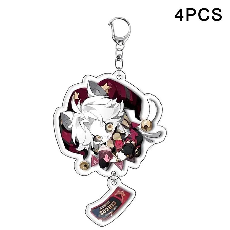 

4Pcs Game The Freak Circus Pierrot Harlequin Cosplay Keychain Acrylic Joker Clown Bag Ornament Decoration Props
