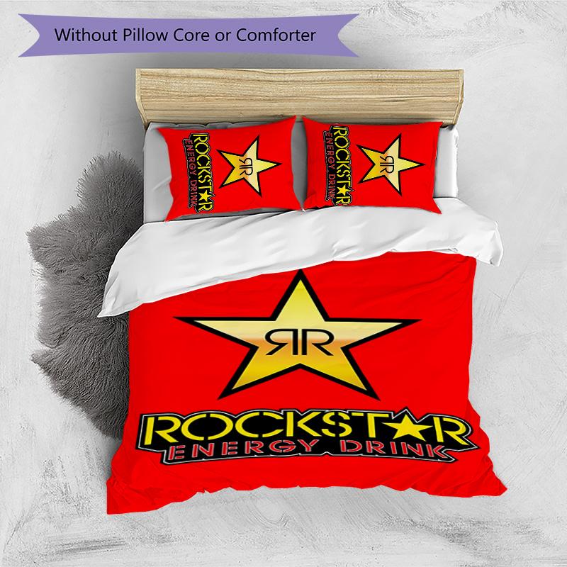3pcs Rockstar Energy pattern bedding set duvet cover set includes duvet cover &pillowcases,perfect all season bedroom decoration&gift