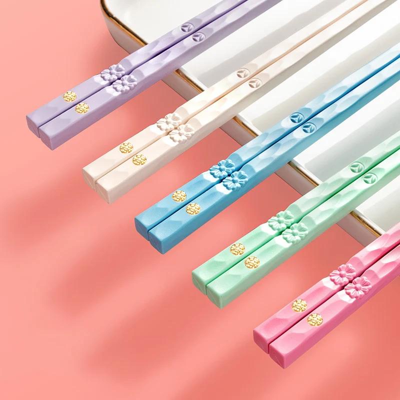 5 Pairs Japanese Chinese Chopsticks For Eating Food Sushi Sticks Reusable Metal Korean Chopsticks Set Healthy Tableware