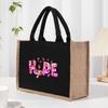 Cotton Linen Canvas Letter Print Tote Bag - Portable & Lightweight