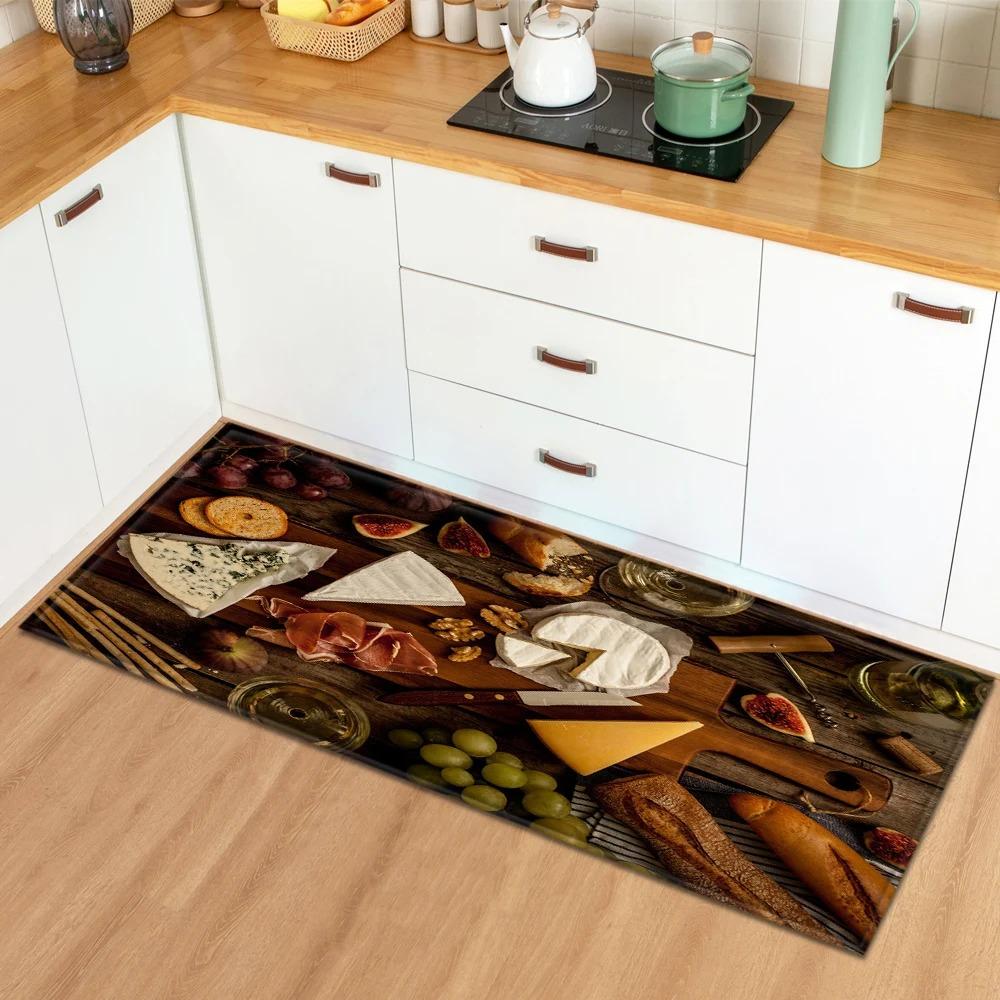 Tappetini per Pavimento Cucina di Casa con Motivo di Ingredienti e Spezie Decorazione Ingresso Tappetini per Pavimento