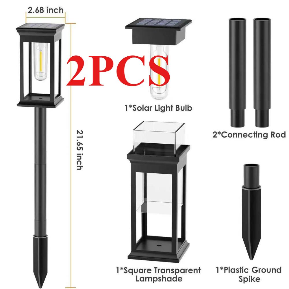 2-6PCS Warm Solar Square Floor Plug Light, Waterproof Lawn Light Outdoor Garden Light Suitable for Garden, Door, Christmas, Halloween