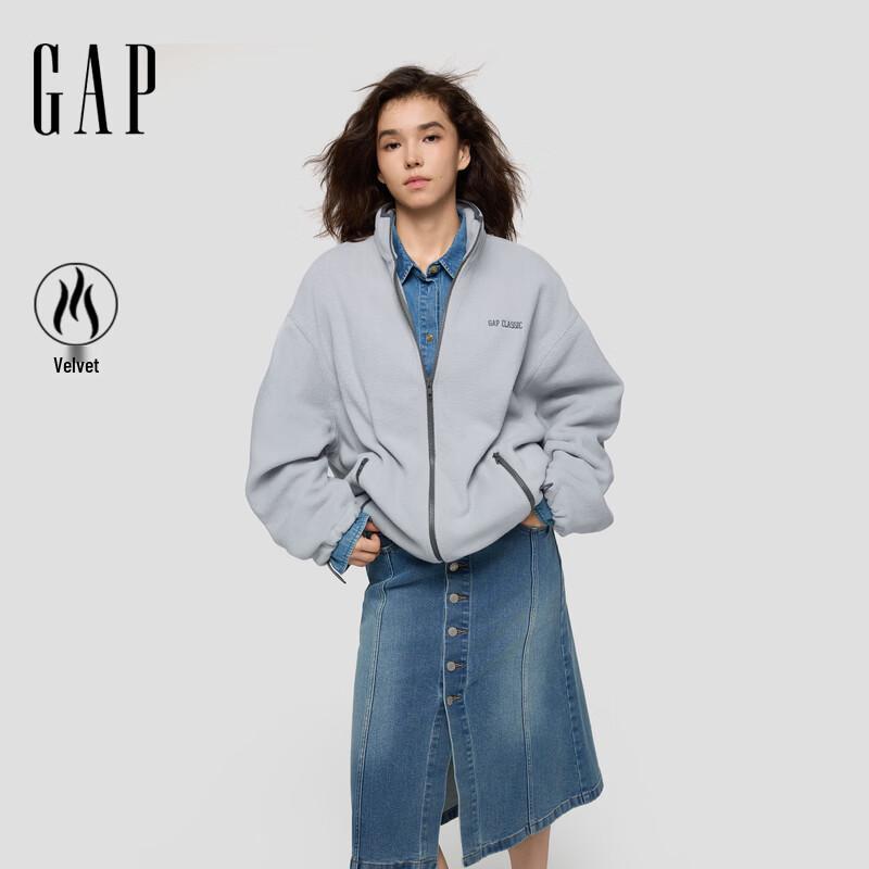 Gap Damen Fleecejacke mit Stehkragen und Reißverschluss