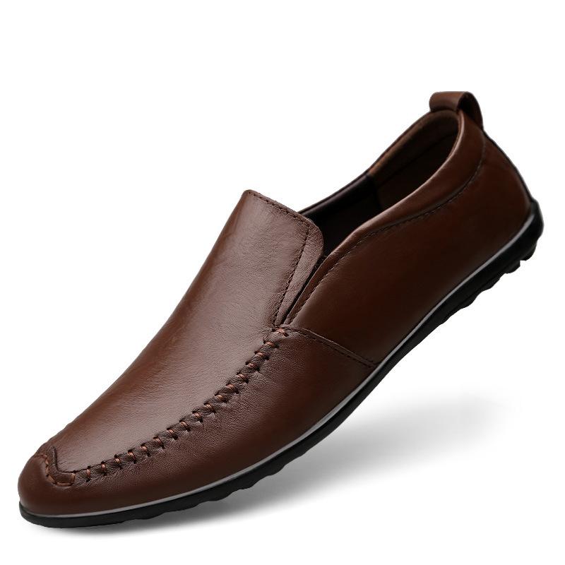 Large size men's shoes 2025 summer new daily lazy Doudou shoes soft sole British style one pedal casual leather shoes