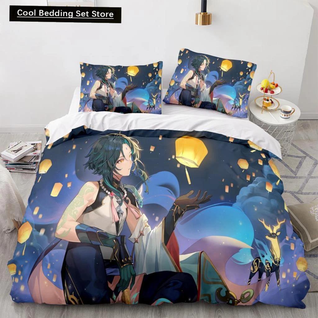 3D Print Anime Genshin Impact Xiao SUCROSE Qiqi Duvet Cover Cartoon Bedding Sets Bed Set Quilt Comforter Covers Home Textiles
