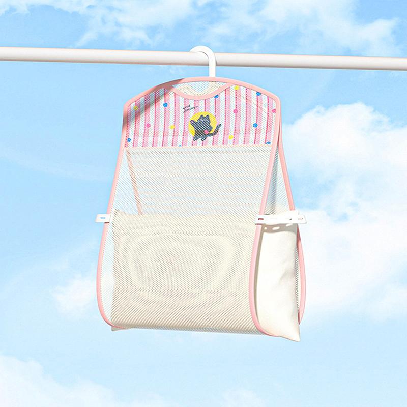 

Pillow Drying Rack Balcony Pillow Dryer Windproof Laundry Helper- Breathable Mesh Hanging Bag for Stuffed Toys, Bedding Storage