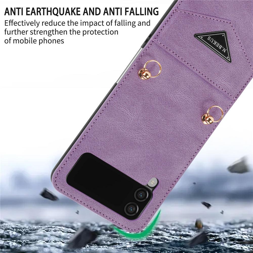 Leder Kreditkarten Handyhülle Für Samsung Galaxy Z Flip 6 Flip 5 Flip 4 3 Brieftasche Lanyard Hülle