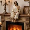 Comforting Christ Figurine Resin Desk Companionship Figurine for Christian Car Dashboard and Home Office Table Decors Gift