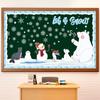 Winter Bulletin Board Decorations Set with Borders Snow Polar Bear Classroom Decor for Teachers Winter Snowflake Cutouts for Class School Classroom