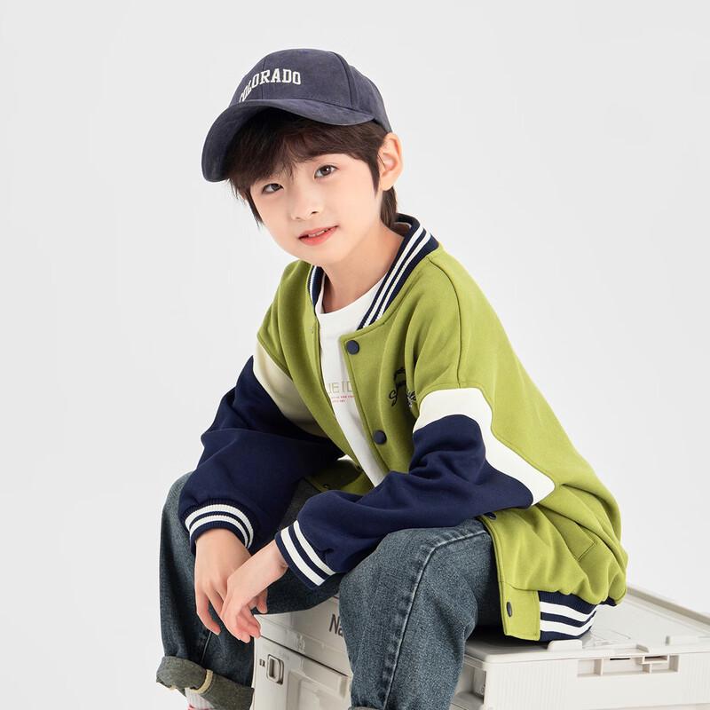 Duoduojia Boy's 2025 Spring/Autumn Color-block Baseball Jacket