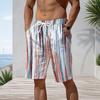 Men Plus Size Tie Dye Vertical Stripe Beach Shorts Quick Dry Casual Swim Trunks With Pockets For Summer Swimming Surfing