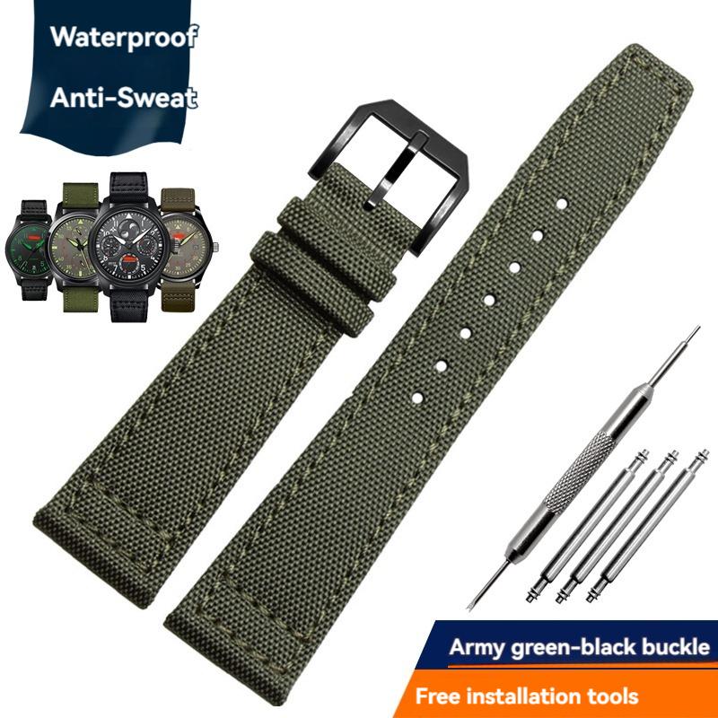 Nylon Canvas Watch Strap for IWC Pilots Portugal Portofino Fabric Cowhide Bottom Watch Chain Men Women Watchband 20mm 21mm 22mm