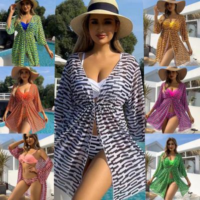 2024 nueva camisa larga dividida para mujer, traje de baño de playa, comercio exterior europeo y americano, nuevo Bikini, traje de baño, conjunto de tres piezas