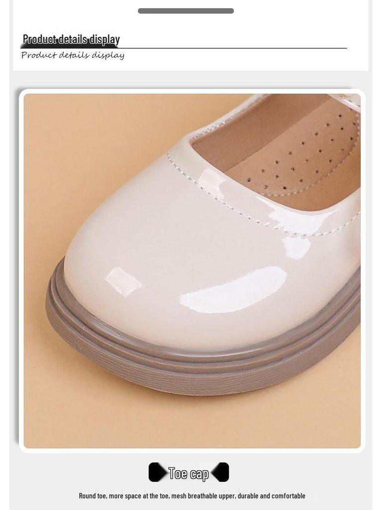 Girls' Pearl Bow Princess Shoes - Spring/Autumn Fashionable Leather, Korean & British Style, Casual & Performance Wear