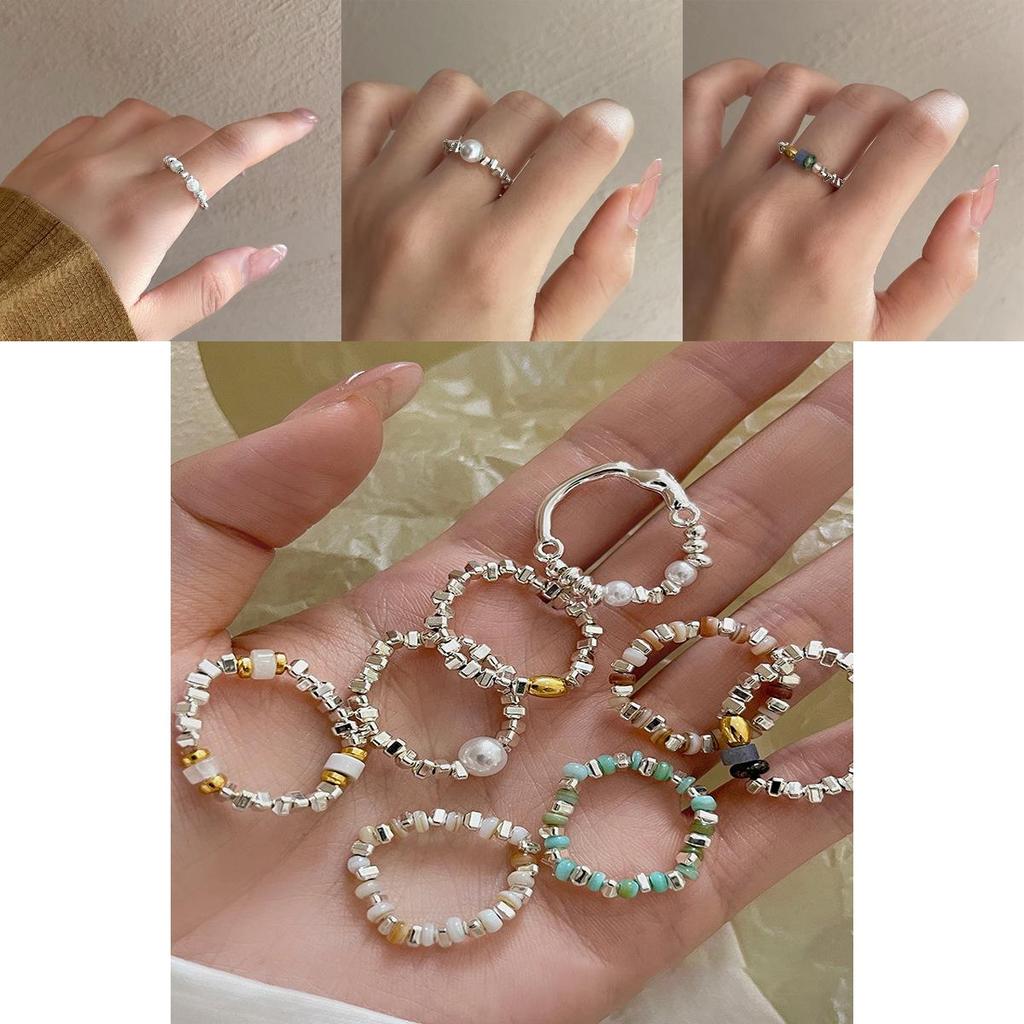 Elegant Shattered Pearl Silver Ring For Women Trendy Fashionable Adjustable Design