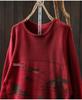 Autumn Cartoon Print Long Sleeve Knit Cotton Sweater for Women
