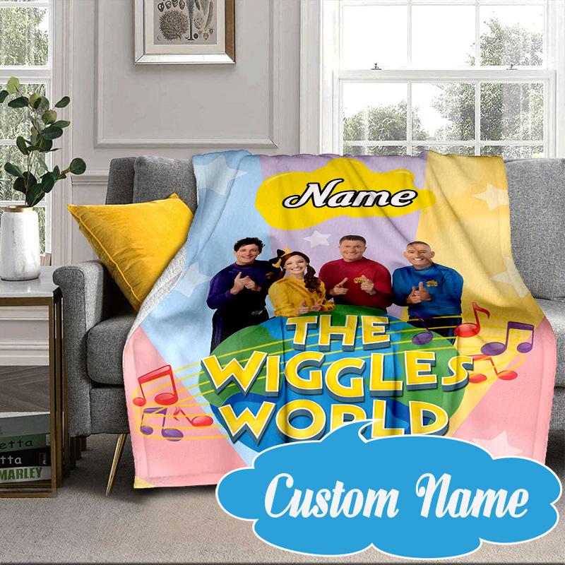 Custom Name Wiggly World Tour Adventure Blanket bed sofa Blanket Flannel Blanket for Camping, Hiking, Picnic Essentials,gift for Fan family
