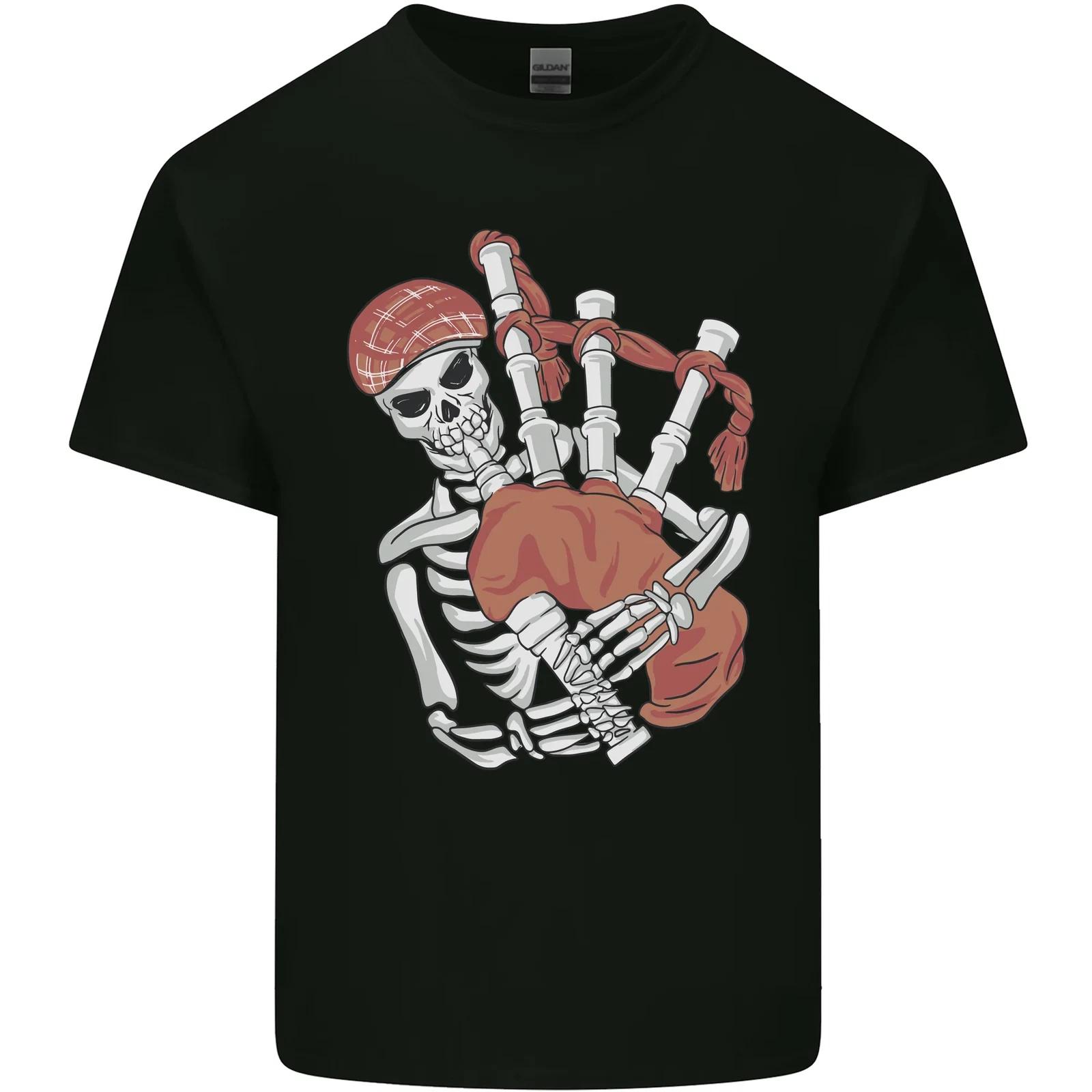 A Skeleton Playing the Bagpipes Kids T-Shirt Childrens L