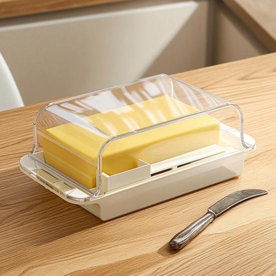 Butter Box Transparent Fresh Preservation Container with Lid And Adjustable Dosage Spoon Design Butter Keeper for Kitchen Refrigerator