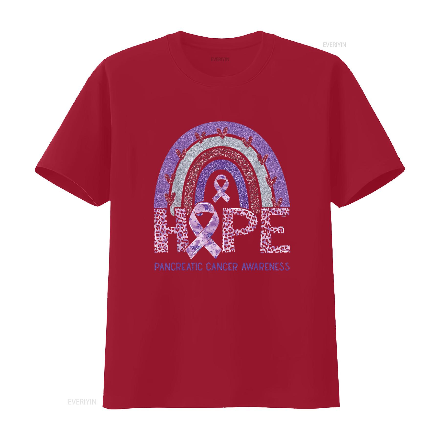 Womens Hope Leopard Rainbow Pancreatic Cancer Awareness Support T Shirt Black vintage Washed designer clothes Casual S